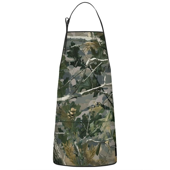 Snow Camo Tree Trunks Pattern Apron-Garden Aprons for Women with Pockets-Cotton Linen Waterproof Kitchen Cooking Gardening Aprons Adjustable for Kitchen,Cooking,BBQ and Salon 33x27 Inch