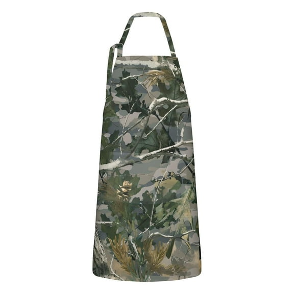 Snow Camo Tree Trunks Pattern Apron-Garden Aprons for Women with Pockets-Cotton Linen Waterproof Kitchen Cooking Gardening Aprons Adjustable for Kitchen,Cooking,BBQ and Salon 33x27 Inch