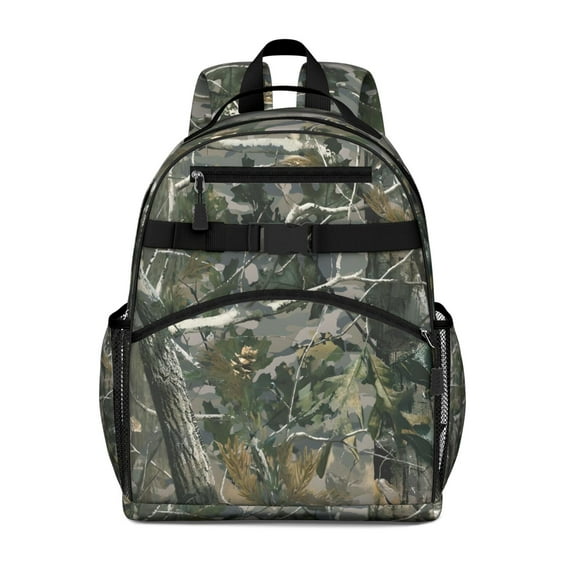 Snow Camo Tree Trunks Pattern Backpack for School,Cute School Bag,Schoolbag with Adjustable Shoulder Straps & Padded Back,15.25"x11.5"x5.25"