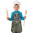 thumbnail image 1 of Snow Camo Tree Trunks Pattern Kids Aprons for Girls and Boys,Adjustable Neck Strap Toddler Aprons for Kids Cooking Baking, 1 of 6