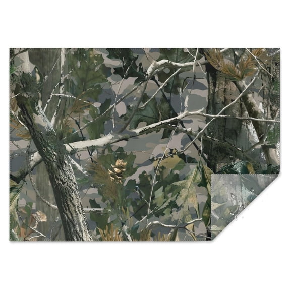 Snow Camo Tree Trunks Pattern Rectangle Tablecloth 60"x84",Waterproof Polyester Rectangle Table Cloth, Wipeable Spillproof Polyester Tablecloth for Dining, Camping, Indoor and Outdoor