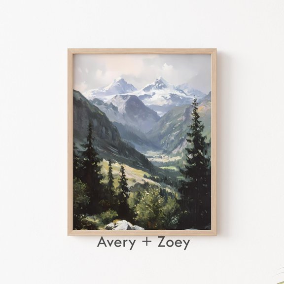 Snow Capped Mountain Landscape Decor Wall Art Unframed Paper Print