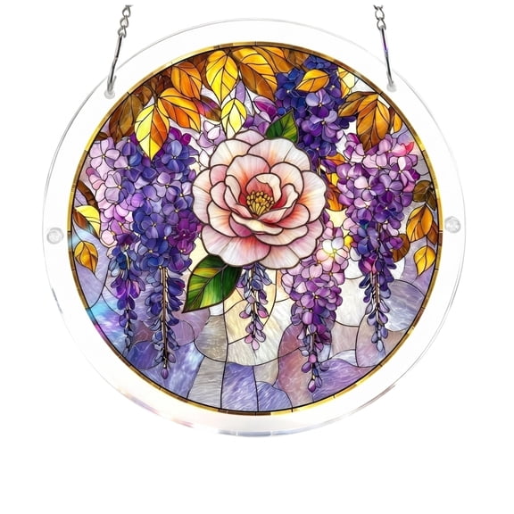 Snow-Capped Mountain Sunrise Acrylic Puzzle Suncatcher, 83 Pieces Stained Glass Scenery Window Hanging, Thoughtful Gift for All Occasions