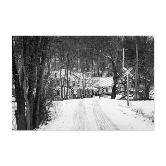 Snow Caution B&W - Maryland Photography Unframed Wall Art Print 5 x 7 inches