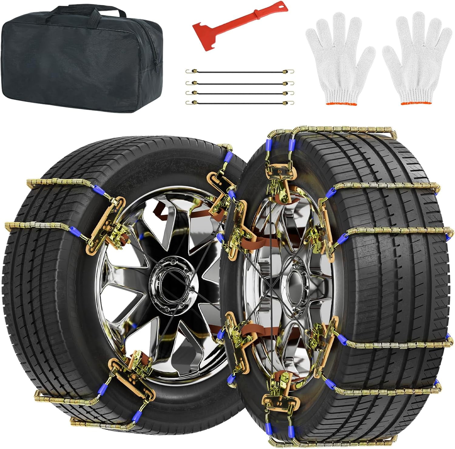 Super Z 6 Compact Cable Tire Snow Chain Set for Cars, Trucks