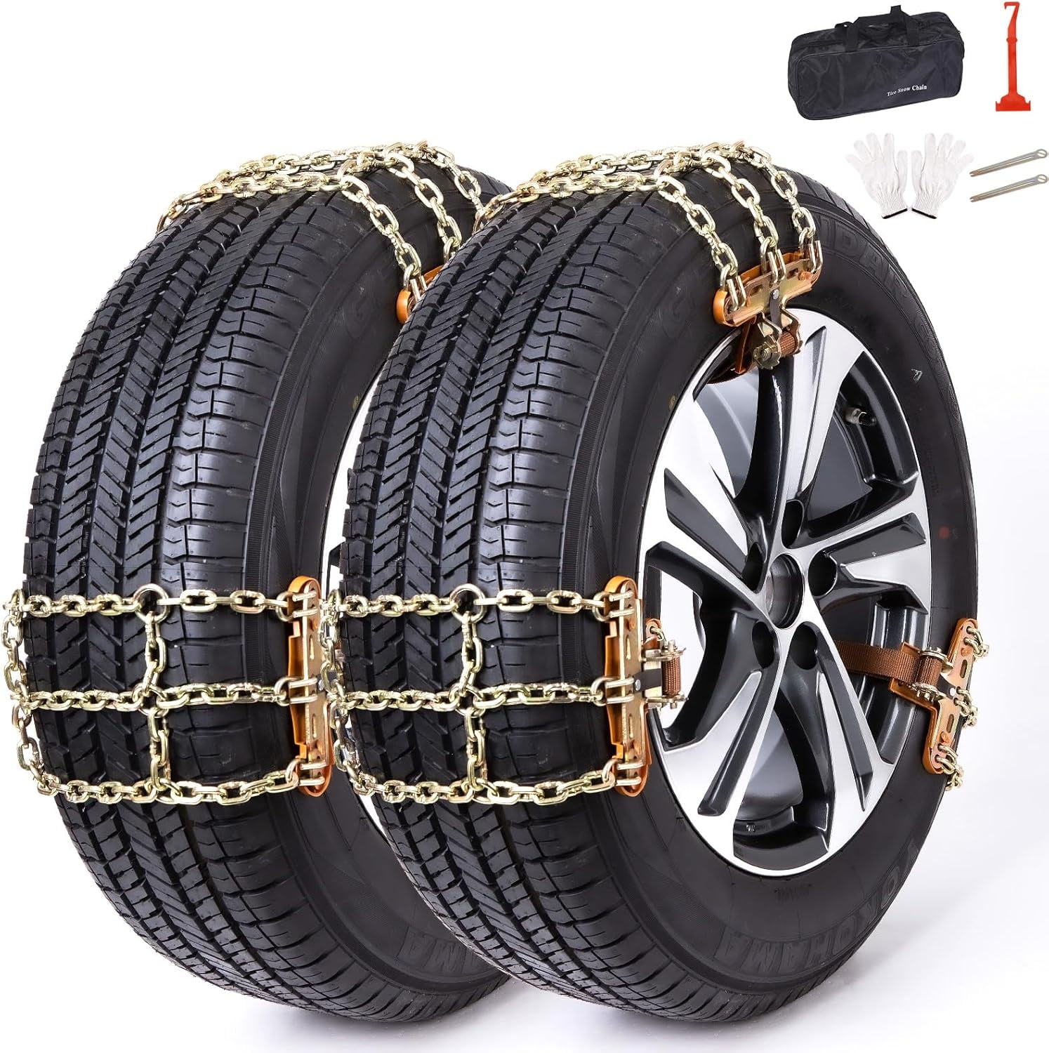 Super Z 6 Compact Cable Tire Snow Chain Set for Cars, Trucks