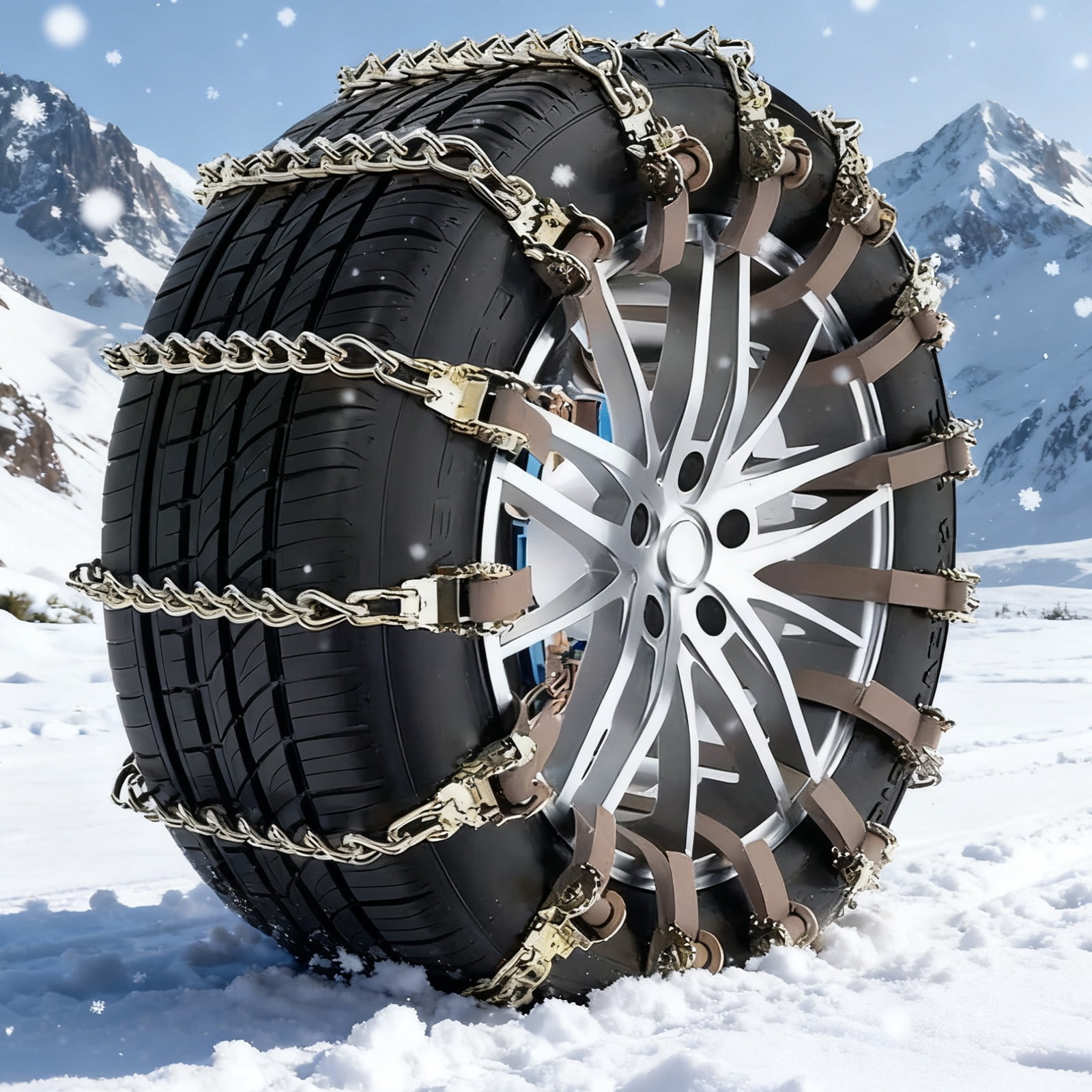 Snow Chains for Pickup Trucks, SUVs, and Sedans, Adjustable Tire Width ...