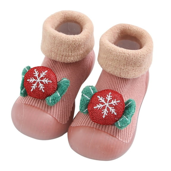 Snow Christmas Baby Sneakers Children Toddler Non- Soft Sole First Socks Shoes 5 Pink