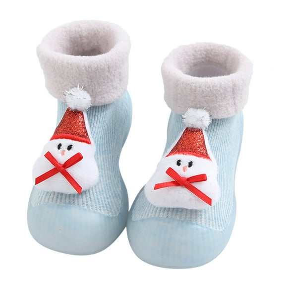 Snow Christmas Baby Sneakers Children Toddler Non- Soft Sole First Socks Shoes 6 Blue
