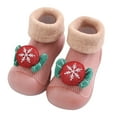 thumbnail image 1 of Snow Christmas Baby Sneakers Children Toddler Non- Soft Sole First Socks Shoes 9.5 Pink, 1 of 4