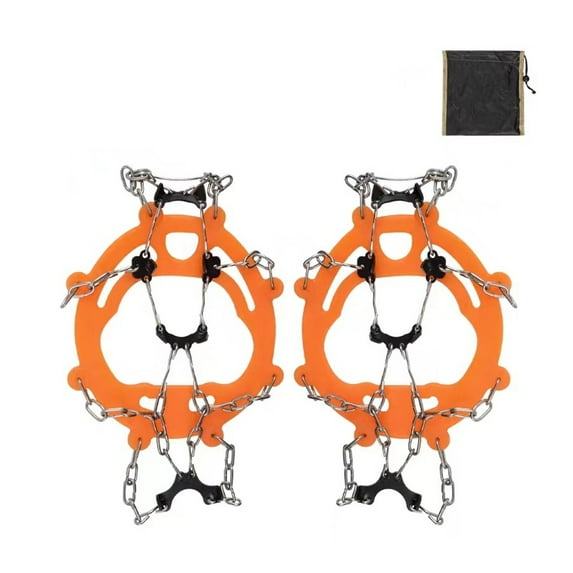 Snow Claw Shoe Covers (Pair): Stainless Steel Spike Chains, Anti-Slip for Ice/Snow/Wet Trails, Durable TPE Rubber, -40°F Cold-Resistant, Fits All Shoes, Safe for All Ages Winter Outdoors