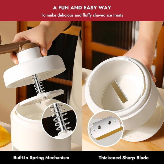 Snow Cone Machine Shaved Ice, snow cone maker, Portable Ice Crusher for Snow Cones, Ideal for Outdoor Picnics, White