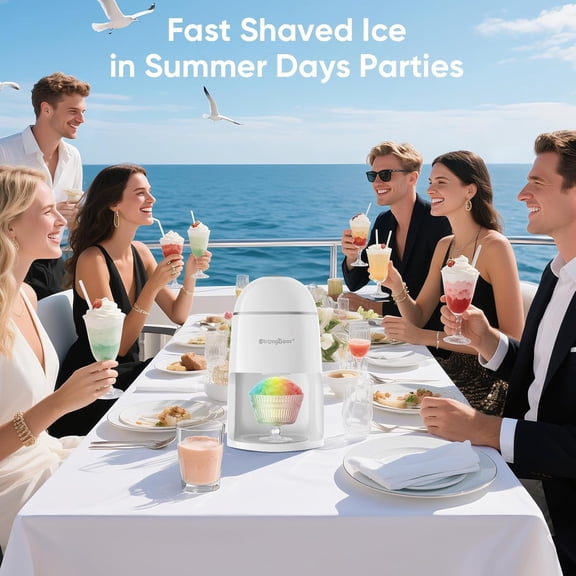Snow Cone Shaved Ice , Electric Ice Shaver with 2 Reusable Cups, Glass Goblet & Non-slip Mat