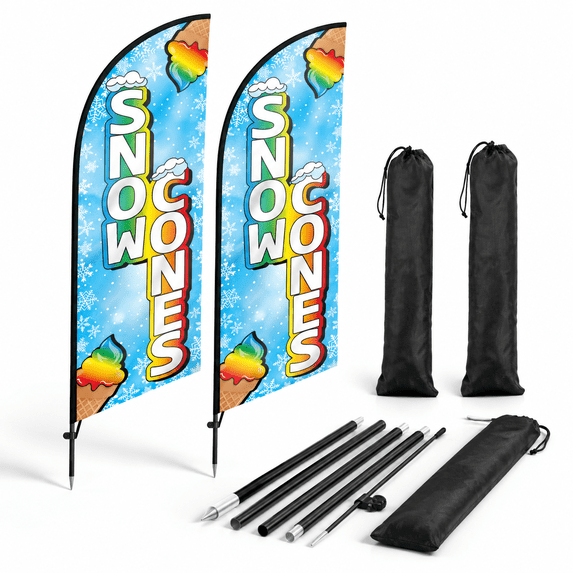 Snow Cones 7ft 2 Pack Swooper Flag Kit with Pole Ground Stake and Carry ...
