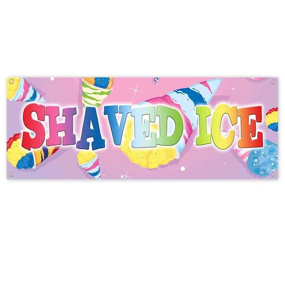 Snow Cones Shaved Ice 13 oz Vinyl Banner With Metal Grommets