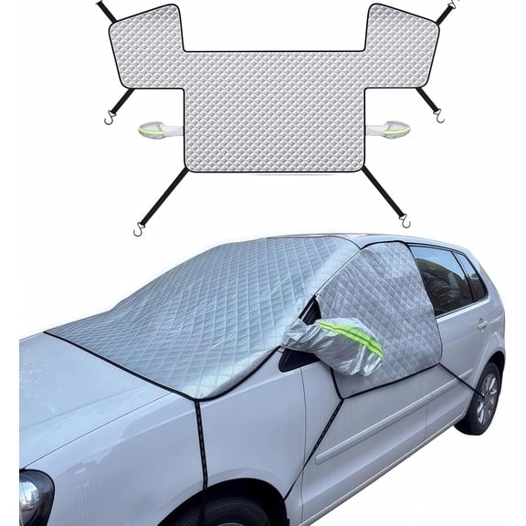 Snow Cover for Car Windshield,Windshield Cover for Ice and Snow,Foldable Windshield Snow Cover with Windshield/Side Window/Side Mirror Thickened Cover,Waterproof Windshield Snow Cover for Car,SUV