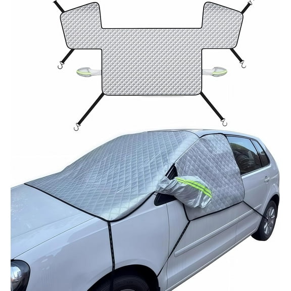 Snow Cover for Car Windshield,Windshield Cover for Ice and Snow,Foldable Windshield Snow Cover with Windshield/Side Window/Side Mirror Thickened Cover,Waterproof Windshield Snow Cover for Car,SUV