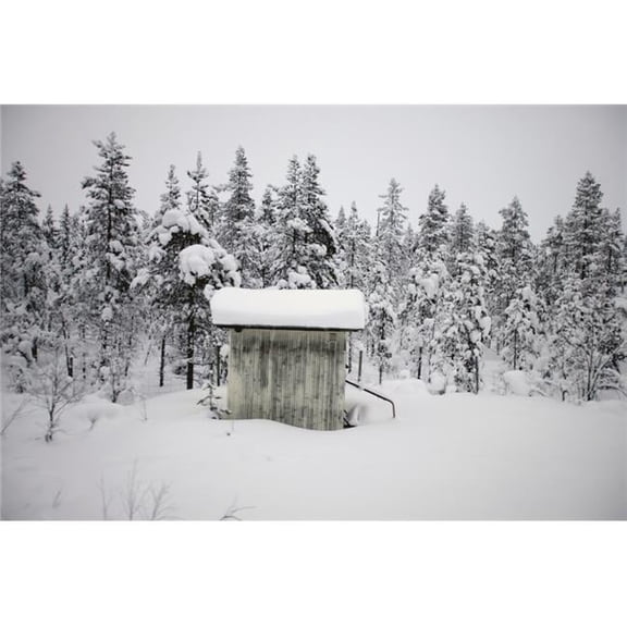 Snow Covered Cabin By Forest Poster Print - 19 x 12