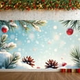 thumbnail image 1 of Snow-Covered Christmas Banner Red Ornament Holiday Backdrop Pine Cone Sparkling Light Winter Display for Christmas Party Home Decoration Family Reunion, 1 of 9