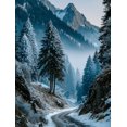 thumbnail image 1 of Snow Covered Christmas Trees Canvas Art, Farmhouse Winter Holiday Ready to Hang Wall Decor, 1 of 8
