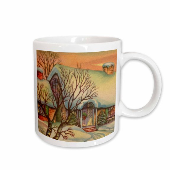 3drose, Snow Covered House, 11oz Mug