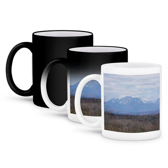 3drose, Snow Covered Mountain Peaks Mount Katahdin Maine Baxter State Park, 11oz Magic Transforming Mug