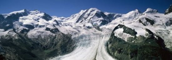 Snow Covered Mountain Range With A Glacier Matterhorn Switzerland Canvas Art - Panoramic Images (36 x 13)
