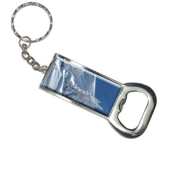 Snow Covered Mountain Slope Snowboarding Skiing Keychain Bottle Bottlecap Opener