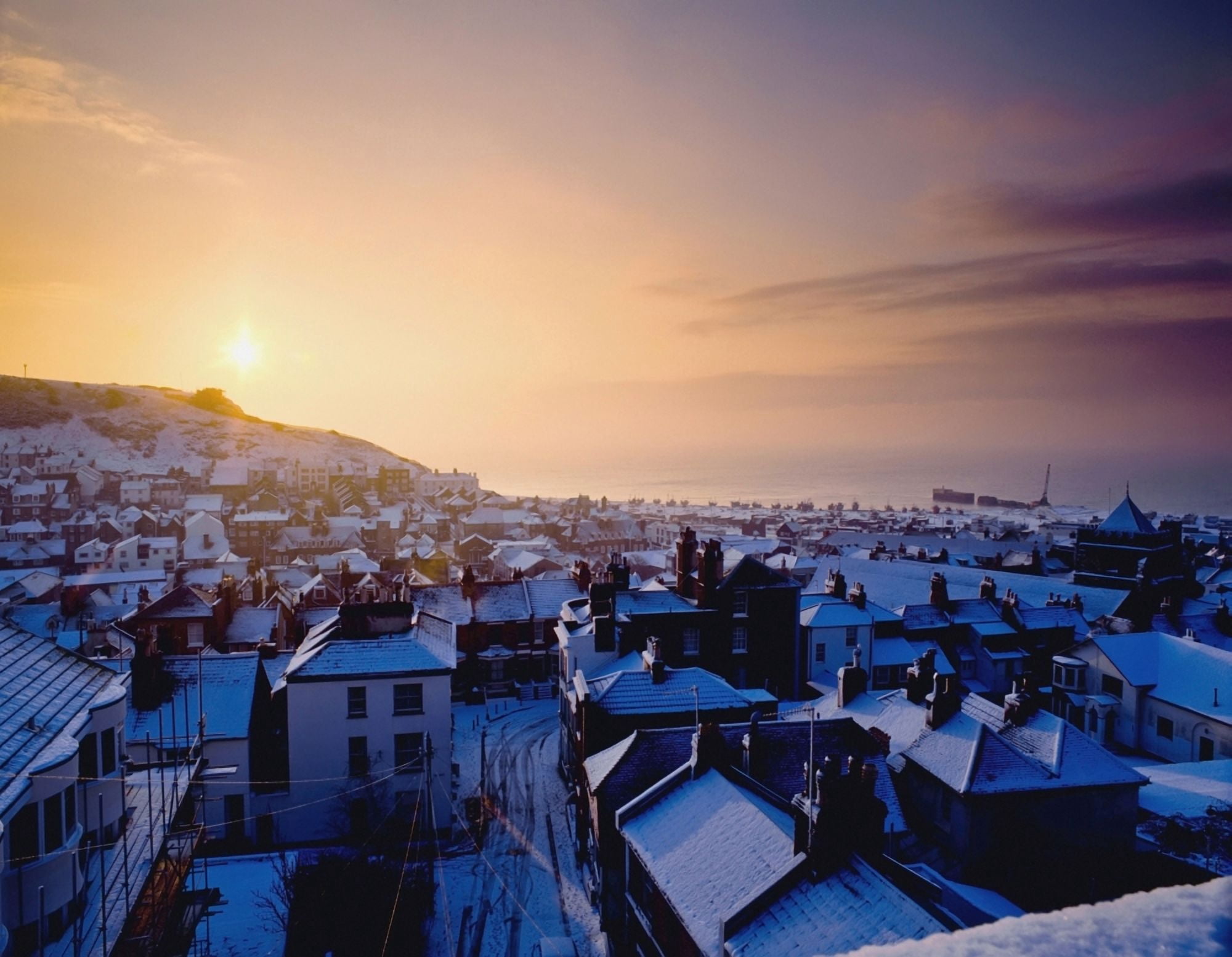 Snow Covered Rooftops Of Hastings Canvas Art - Chris Parker Design Pics (17 x 13)