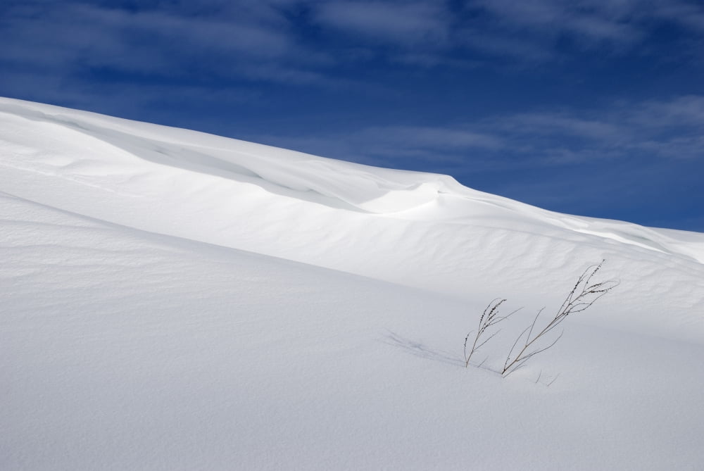 Snow Covered Slope With Blue Sky Canvas Art - Philippe Widling Design Pics (34 x 22)