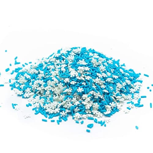Snow Day Blend Sprinkles - 12 Oz Resealable Stand Up Candy Bag - Pearl Blue Jimmies with Snow Flake Confetti - Christmas Themed Sprinkles - Bulk Baking Supplies