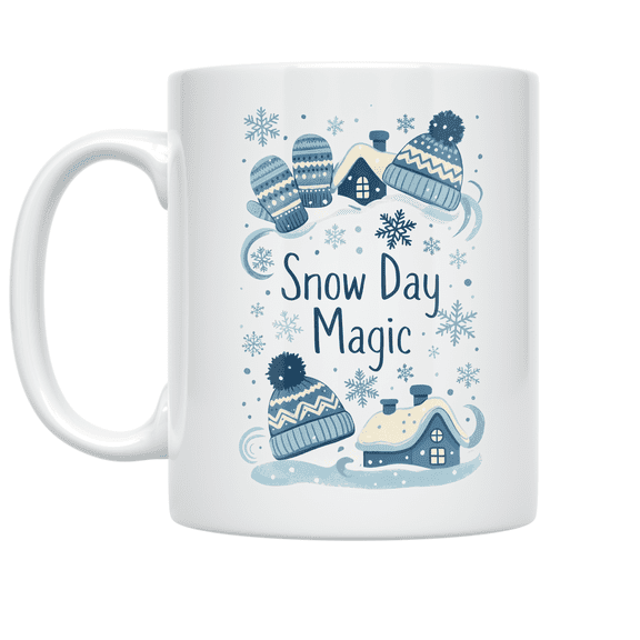 Snow Day Magic Retro Winter Scene - Family Tradition Lover - 11 oz Ceramic Coffee Mug