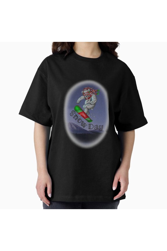 Snow Day Snowboarding Bear Winter Mountain Fun Top Unisex T-Shirt, up to Size 5XL