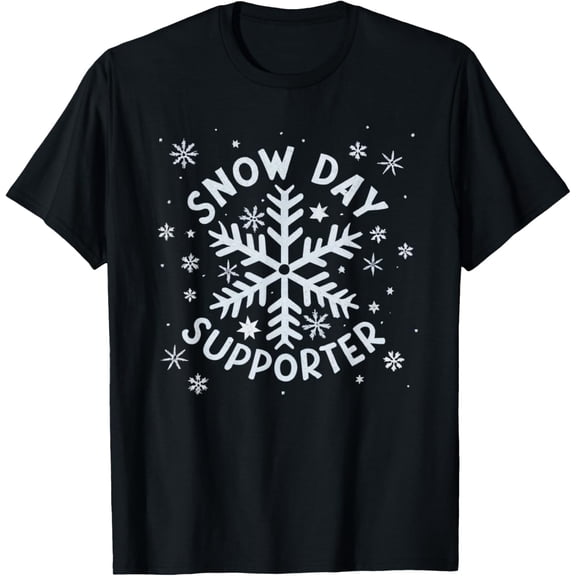 Snow Day Supporter Snowflake Winter Let It Snow T-Shirt men and women can wear, black, white, gifts