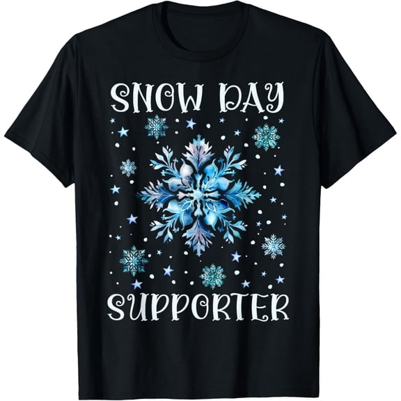 Snow Day Supporter Tie Dye Snowflake Funny Christmas Pajamas T-ShirtMen's and women's gift, black and white T-shirt, size: Extra large S-4XL