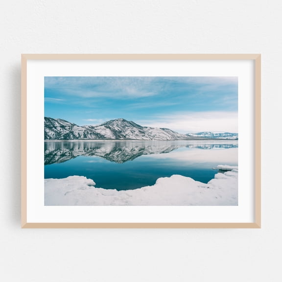 Snow Day at Piute Reservoir, Utah - Utah Photography Oak Framed Wall Art Print 24 x 36 inches