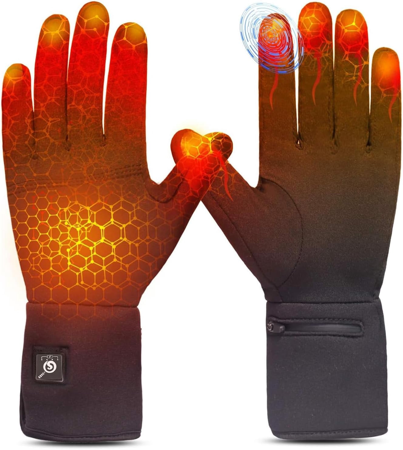 Snow Deer Heated Glove Liners for Men Women, Rechargeable Battery Electric Heated Gloves Winter Warm Glove Liners for Arthritis Raynaud, Thin Gloves Riding Ski Snowboarding Hiking Cycling