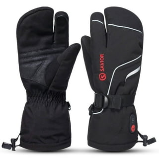 Savior Heat Electric Heat Gloves Outdoor Full Finger Men Ski Mitten Lithium  Battery Heating,Black