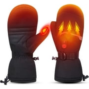 Snow Deer Heated Mittens Gloves for Men Women, Palm & Handback Heated Rechargeable Electric Ski Snow Mitts with 7.4V 2200mAh Battery for Winter Skating Camping Hunting Hiking Running