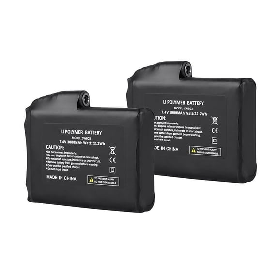 Snow Deer Heated lithium Battery 7.4V 3000mAh Li-Polymer Rechargeable Batteries Pack of 2 for Heated Gloves Mittens Liners Heated Socks