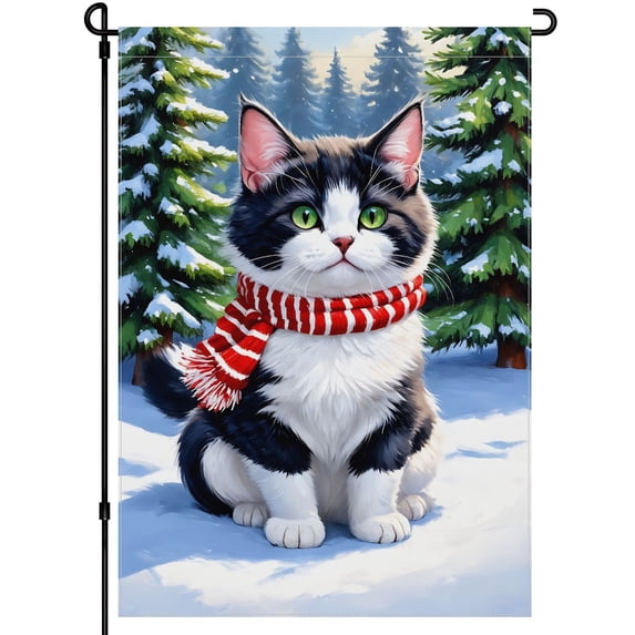 Snow Durable Garden Flag for Outdoor Cartoon Evergreen Trees Winter Holiday Yard Flags Winter Themed Double Colored Garden Decor for Outdoor for Patio Backyard Home Garden Porch 28x40 Inches