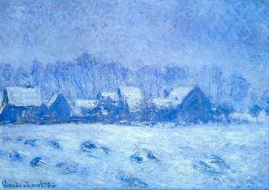 Snow Effect At Giverny 1893 Canvas Art - Claude Monet (20 x 28)