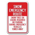 thumbnail image 1 of Snow Emergency Route Snow Tires Or Chains Required Sign 12" x 18" Heavy Gauge Aluminum Signs, 1 of 4