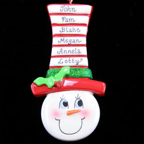 Snowman Face Up to 6 Names Ornament