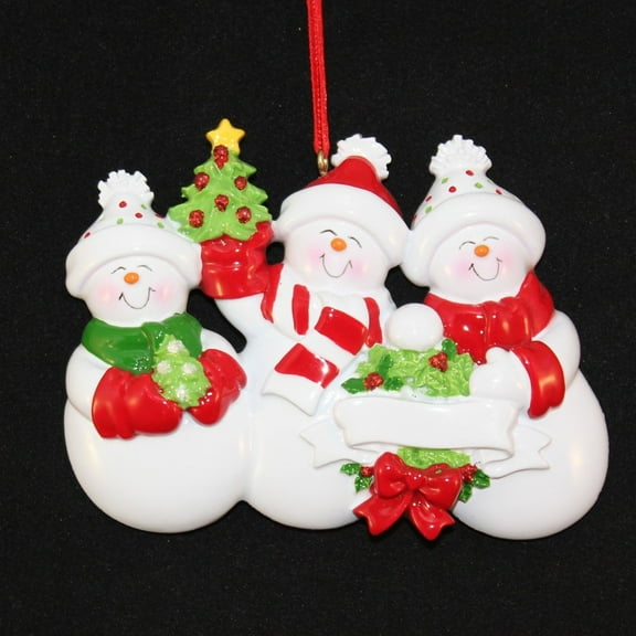 Snow Family 3 Personalized Christmas Ornament DO-IT-YOURSELF