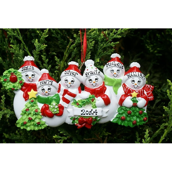 Snow Family 6 Personalized Christmas Ornament DO-IT-YOURSELF