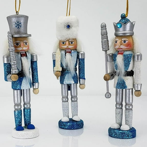 Snow Fantasy Nutcracker Ornament Set of 3 in 5 inch