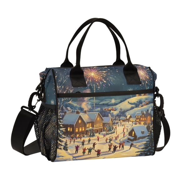 Snow Fireworks Blooming Cooler Bag Lunch Bag Soft Cooler Cooling Tote Insulated Lunch Box for Adult Men Women