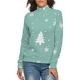 thumbnail image 1 of Snow Flake Christmas Women's Turtleneck Sweater Long Sleeve Ribbed Fitted Turtle Neck Casual Fall Winter Collection Top M, 1 of 4
