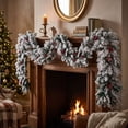 thumbnail image 1 of Snow Flocked Artificial Christmas Garland with Red Berries and Pine Cones, 106.3 Inch Winter Hanging Greenery Garland for Mantel, Stair Railing, Christmas Tree, Indoor & Outdoor Xmas Decor, 1 of 8